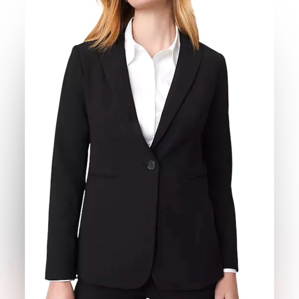 Ann Taylor Black Virgin Wool One Button Blazer Jacket Women’s Size 12 Large L